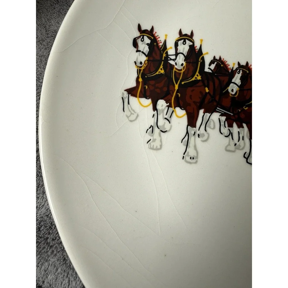 Vintage Budweiser Beer Champion Clydesdales Plate 9” Ceramic With Eagle Stamp